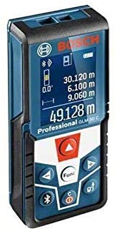 Bosch 06159940H0 Distancia/medidor láser GLM C Professional + trípode BT 150, medición de Longitudes, Superficies, Volumen e inclinaciones. Rango de Cuchilla: 0,05 – 50 m, Color:, Size