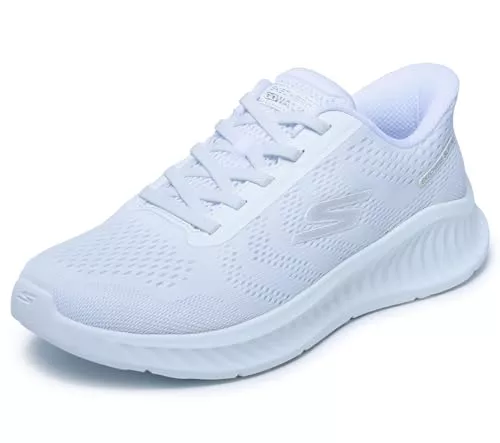 Skechers Mujer Go Walk Now Khloe Slip-In Entrenador, White Textile/Trim, 37 EU