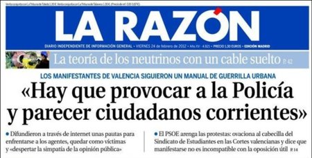 LA RAZÓN de José Manuel Lara encuentra en Twitter un manual de guerrilla urbana