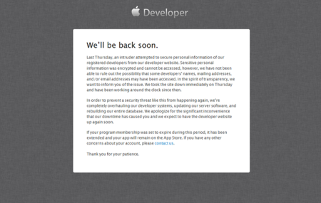 Atacada la web de desarrolladores de Apple