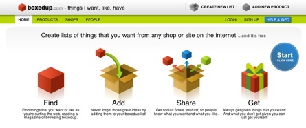 BoxedUp, creando listas de deseos