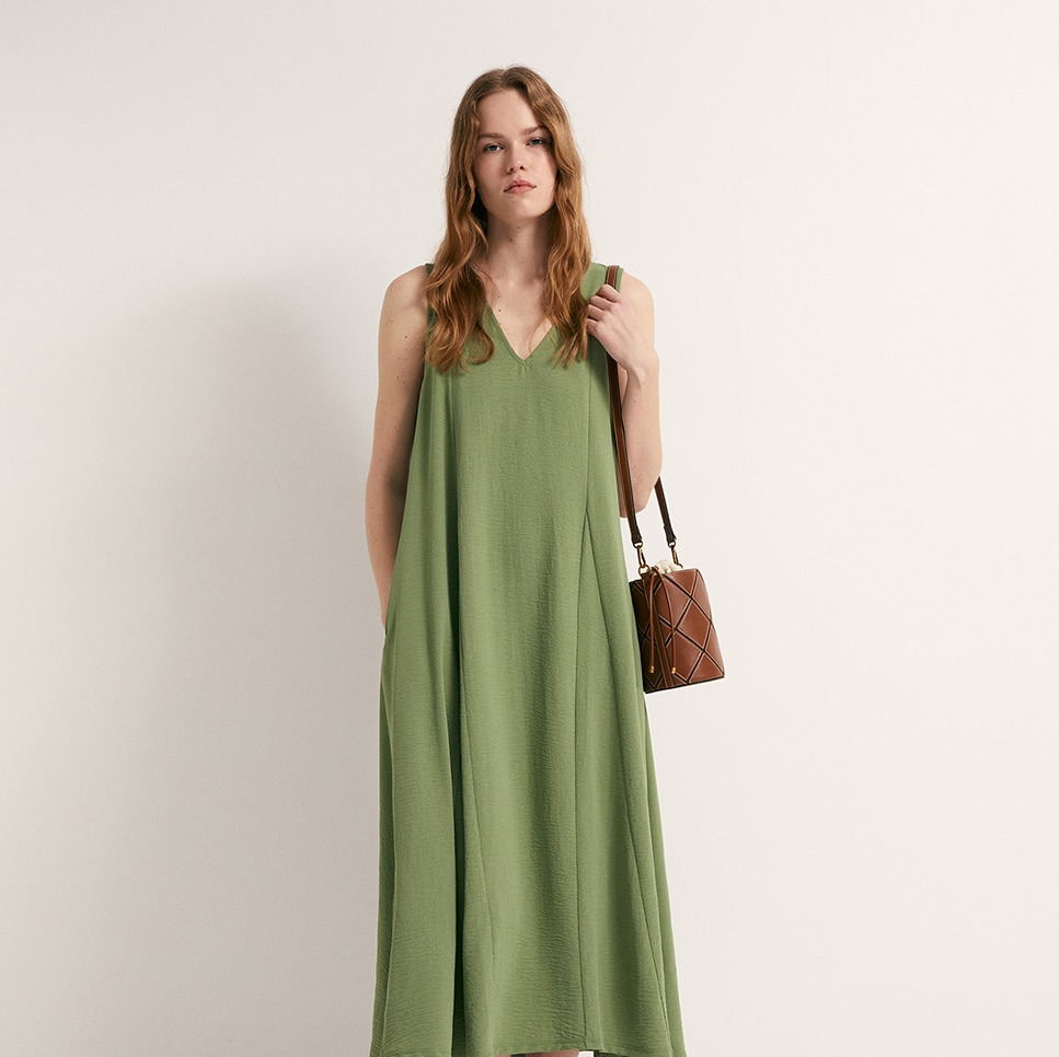 Vestido vuelo fluido Verde Sfera