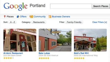 Google Places crea una página para mostrar los negocios de una ciudad