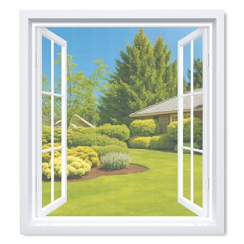 MYCARBON 2 Pcs Mosquitera para Ventana Autoadhesiva 150x180cm Blanca Anti Insectos Cortable con Cuchillo