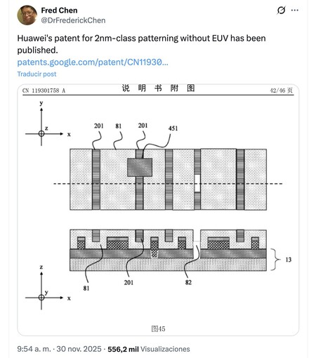 Huawei tiene una patente con la que fabricar chips de 2 nm. El único problema es que solo es una patente