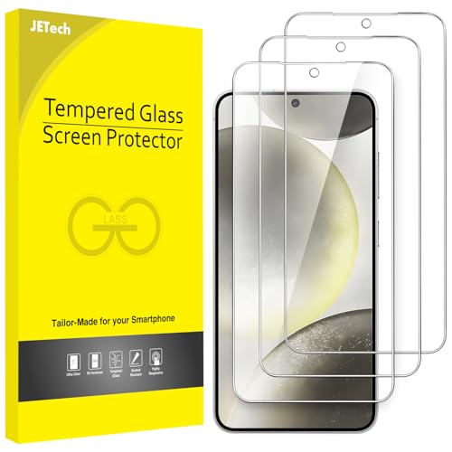 JETech Protector de Pantalla para Samsung Galaxy S24 5G 6,2 Pulgadas, Cristal Vidrio Templado, Compatible Huellas Dactilares ID, HD Clara, 3 Unidades