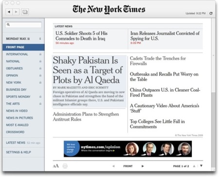 Cliente del New York Times para Adobe Air