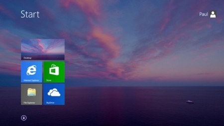 Pantalla Inicio con fondo de escritorio en Windows 8.1