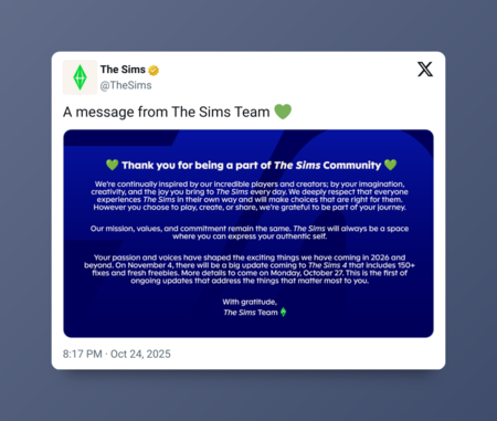 La compra de EA ha tenido un efecto negativo en Los Sims. La comunidad no se fía de los nuevos dueños y el estudio ha respondido