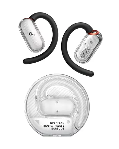 Soundcore Auriculares Open Ear V40i de Anker, Diseño Cristalino, Estuche sin Tapa, 4 Posiciones Ajustables para Cada Tamaño de Oreja, Graves más Ricos, IP55, 21H Reproducción, Llamadas Claras con IA