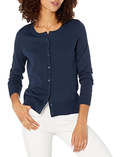 Amazon Essentials Jersey Cárdigan de Cuello a La Caja Ligero (Disponible en Tallas Grandes) Mujer, Azul Marino, XL