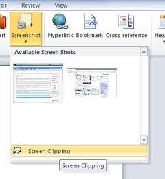 Herramienta de capturas de pantalla Office 2010