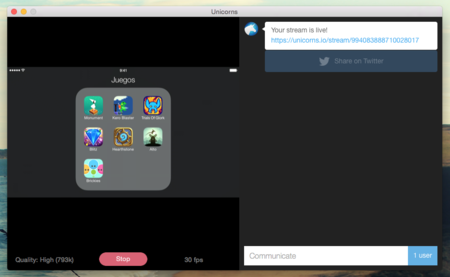 Streaming Unicorns lleva la facilidad de Periscope al streaming de nuestra pantalla de iOS