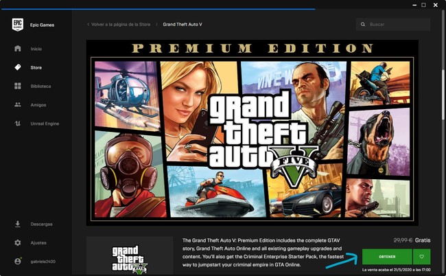 Cómo descargar GTA V gratis para PC desde la Epic Games Store