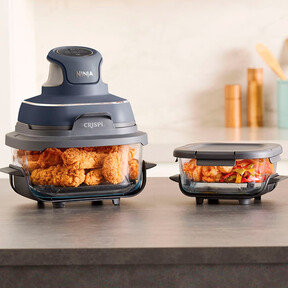 La freidora de aire top ventas cuya cesta se convierte en bandeja para servir y tupper de cristal para almacenar