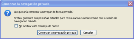Navegación privada firefox