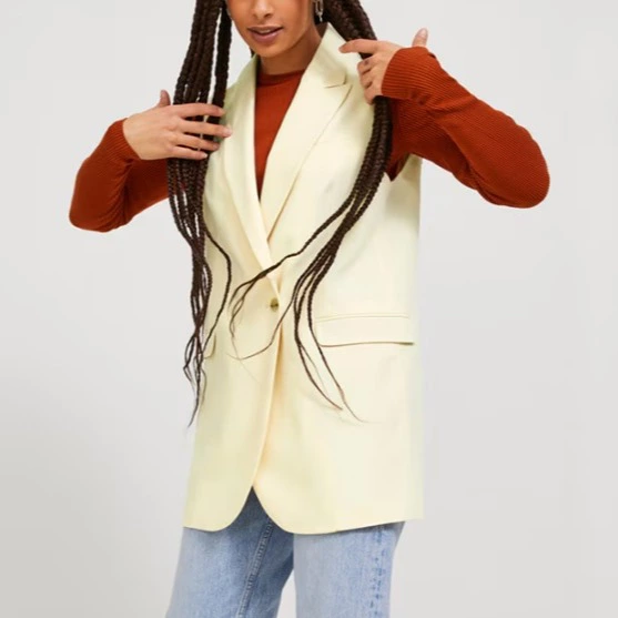 Jack & Jones Chaleco de cuello solapa y manga sisa de mujer