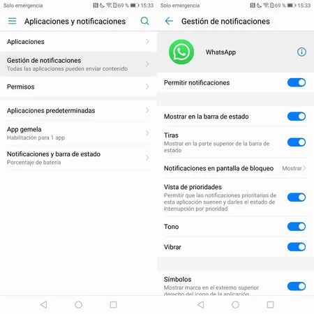 Nofificaciones Emui