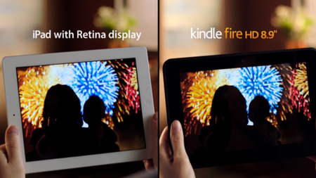 Amazon compara el Kindle Fire HD y el iPad con pantalla Retina en su último anuncio