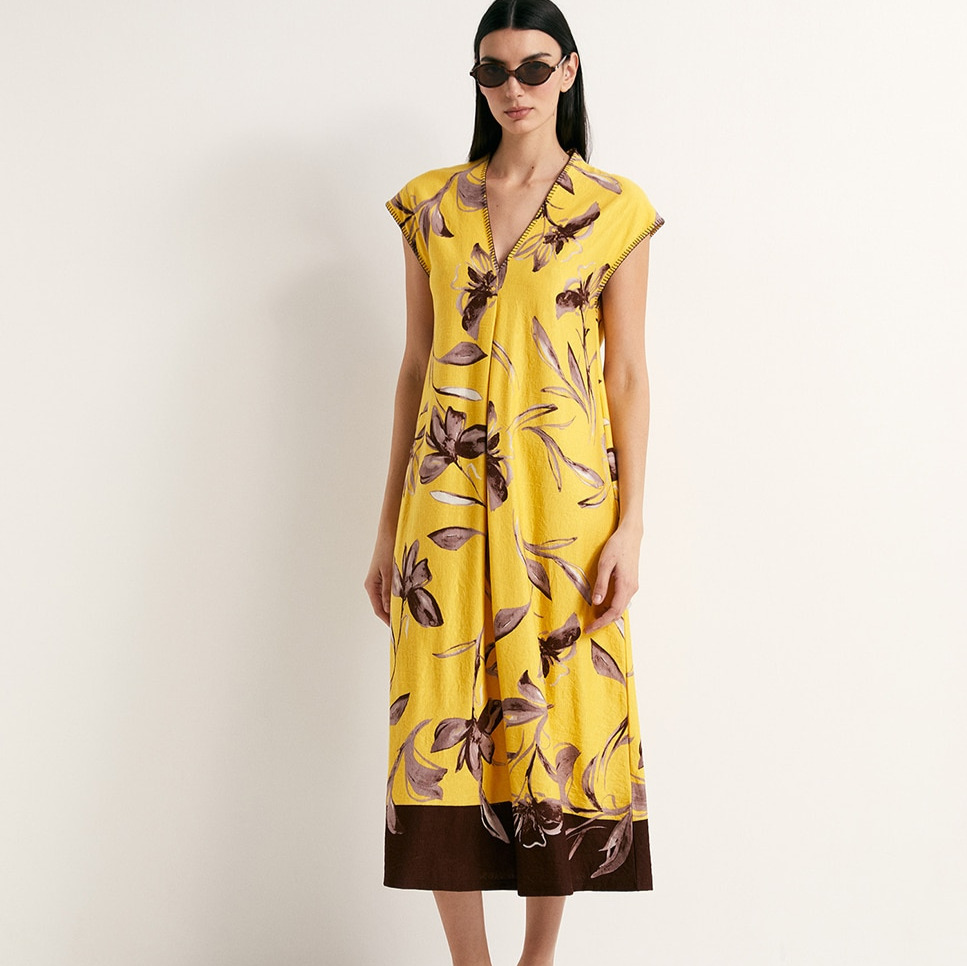 Vestido lino Amarillo Sfera

