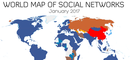Así es el mapa de las redes sociales más utilizadas en cada parte del mundo