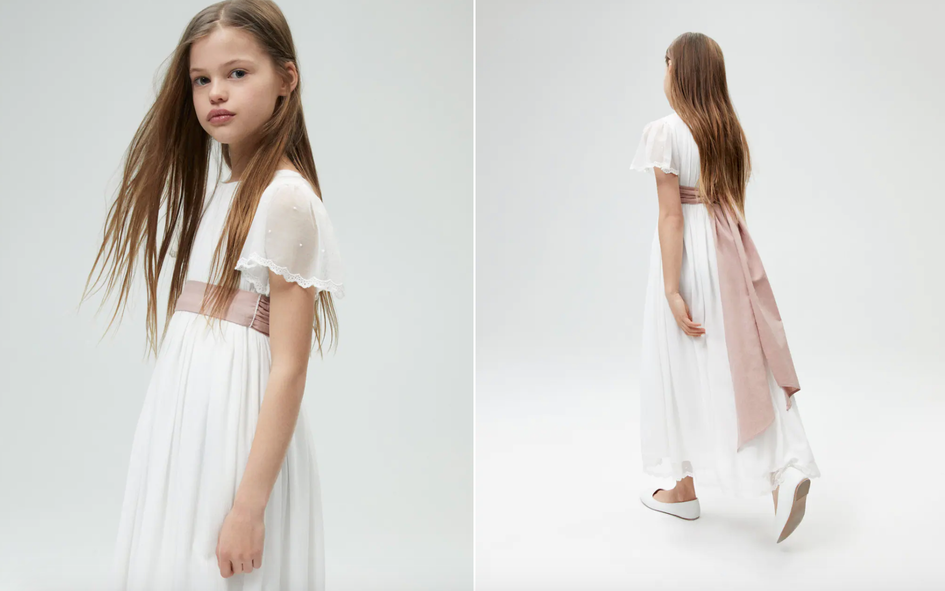 Vestido con maxi lazo rosa