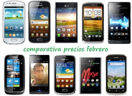Comparativa Precios Smartphones más baratos Febrero 2013
