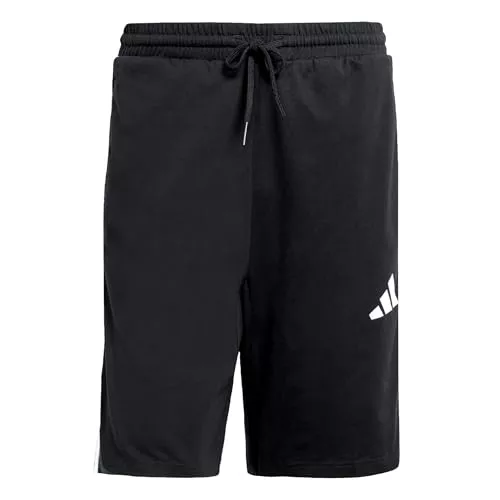 Adidas Hombre Essentials Three Stripes Single Jersey Short 10IN, Black/White, XL