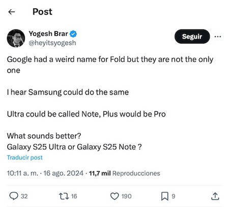 Google had a weird name for Fold but they are not the only one. I hear Samsung could do the same. Ultra could be called Note, Plus would be Pro. What sounds better? Galaxy S25 Ultra or Galaxy S25 Note?