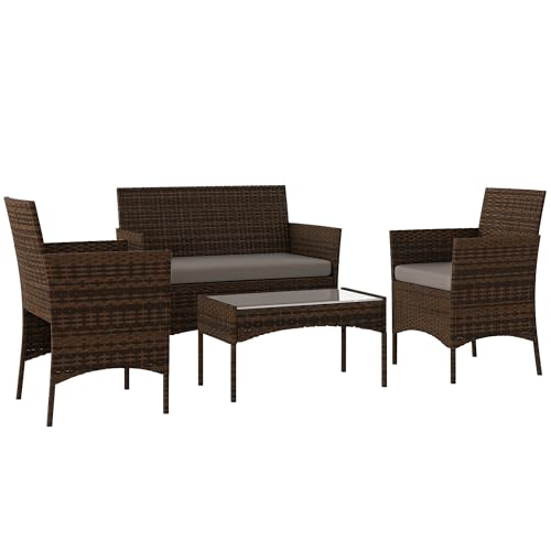 Outsunny Conjunto Jardín Exterior de Ratán 