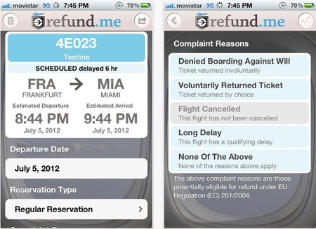 Aplicaciones viajeras: Refund.me