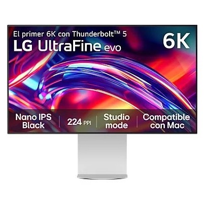 LG 32U990A-S - Monitor Ultrafine 6K, 31,5'', (6144 x 3456), IPS Black 16:9, HDR10, Display HDR600, 450 nits, 60Hz, Super Resolution+, Black Stabilizer, HDMI 2.1, Inclinación/Altura/Pivote, Plata