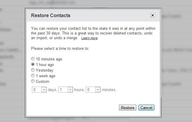 Restaurar contactos en Gmail