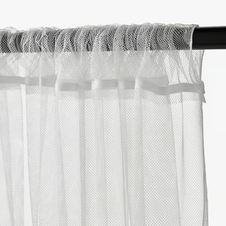 LILL Cortinas de red, pack de 2 unidades, blanco/con bolsillo para barra