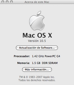 Leopard ruge en un iBook G4