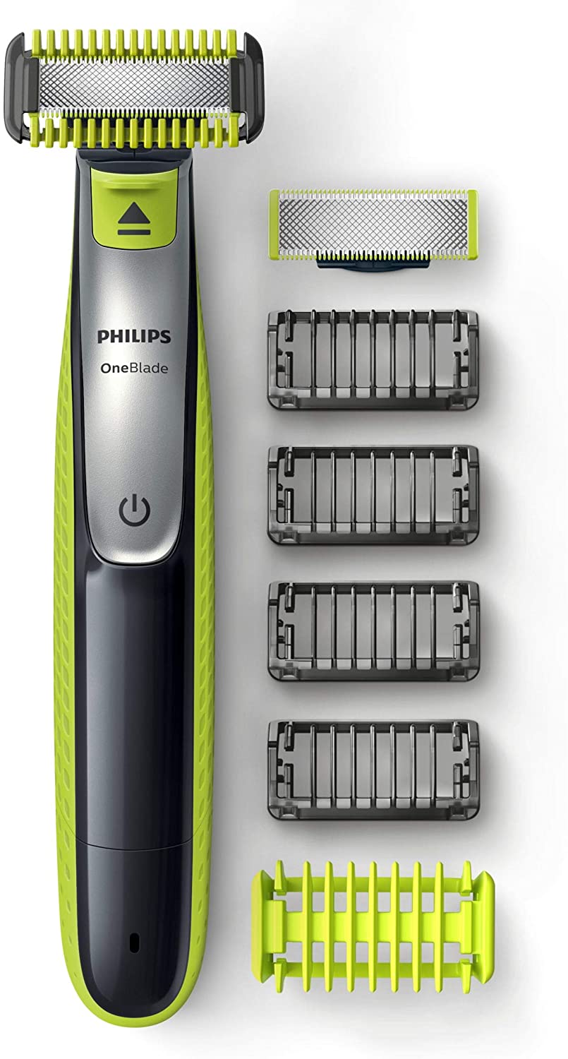 Philips OneBlade Cara y Cuerpo QP2630/30 - Recortador de Barba Recargable con Peine-Guía para el Cuerpo, 4 Peines-Guía para Barba de 1, 2, 3 y 5 mm, Uso en Seco y Húmedo