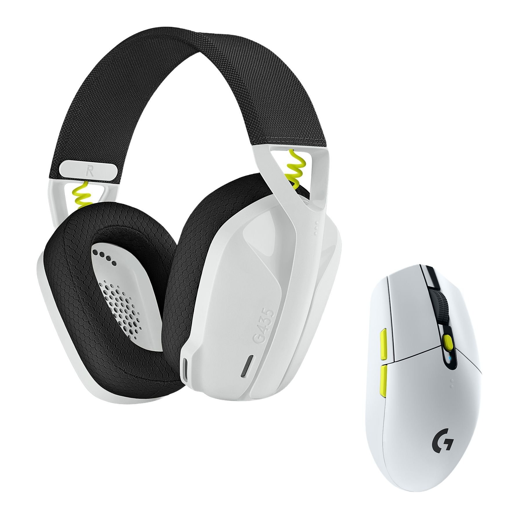 Auriculares gaming - Combo LogitechG G435 SE + Ratón gaming G305 SE LIGHTSPEED, Bluetooth/USB, PC/Mac, PS/Nintendo, Multiplataforma, Micrófono, Blanco