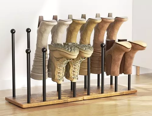 pickpiff Zapatero 8 pares de zapateros, ahorro de espacio, base de madera, zapatero, pequeño, negro