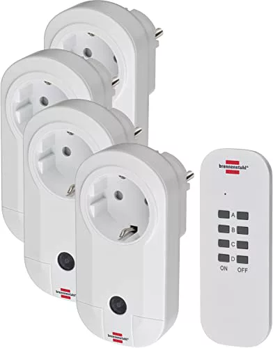 Brennenstuhl Comfort-Line set de 4 enchufes de radio (enchufes inalámbricos para uso en interiores, mando a distancia, radio control)