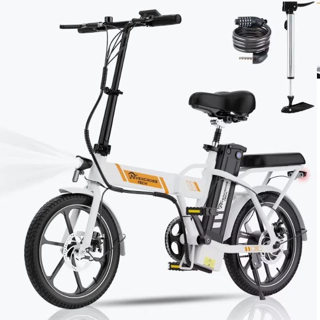 Bicicleta Eléctrica Plegable 250W Compacta y Ligera – EVERCROSS EK5 Blanca

