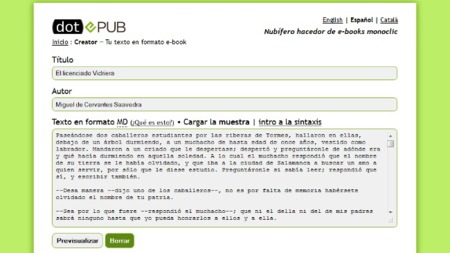dotEPUB Creator, crea tu propio libro en formato EPUB y MOBI a partir de texto plano