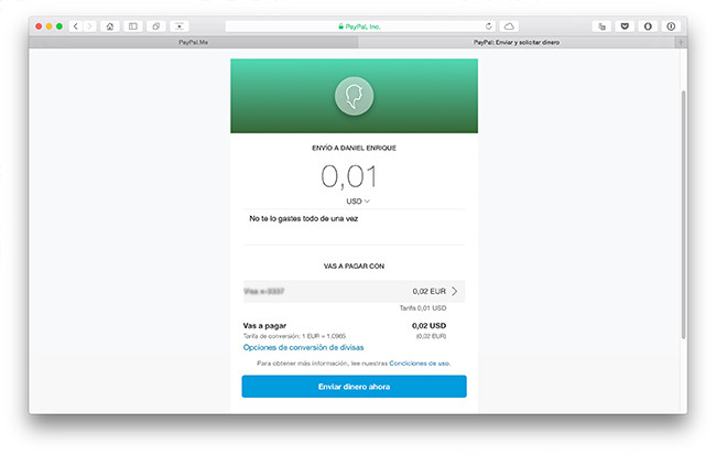 Paypal Me - Enviar dinero