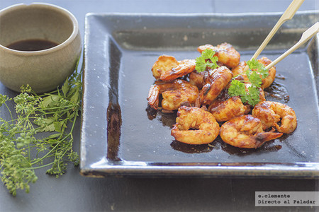 Gambones salteados con especias. Receta