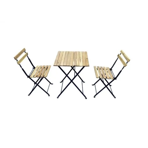 Set Balcón Bistro Madera Mesa + 2 Sillas

