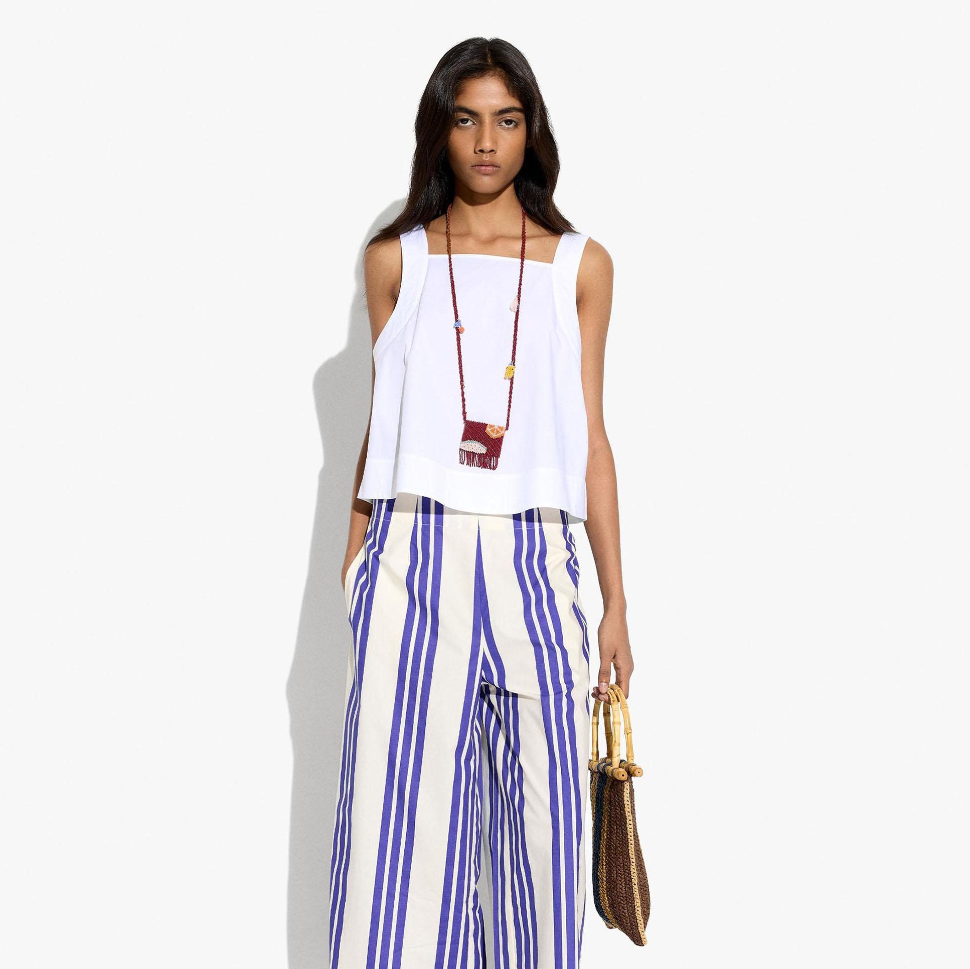 Top de mujer de tirantes ajustables en liso Blanco Parfois