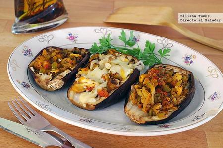 Berenjenas rellenas al curry con semillas de amapola. Receta vegetariana