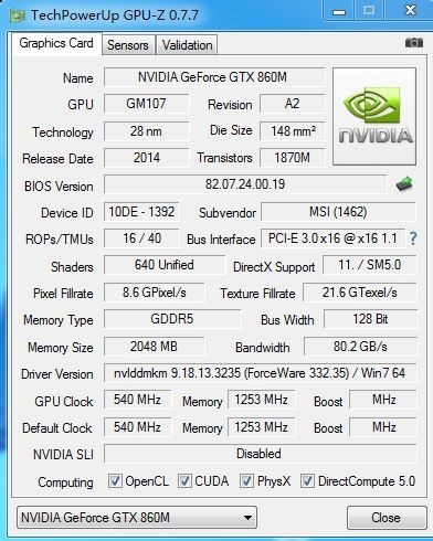 NVIDIA GeForce GTX 860M utilizará el GPU GM107 