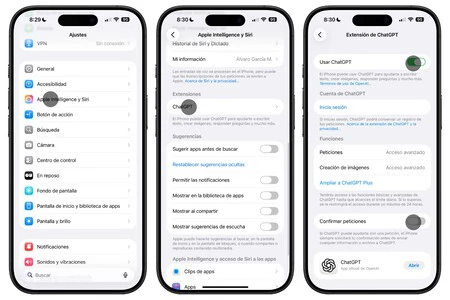 Ajustes Chatgpt Siri