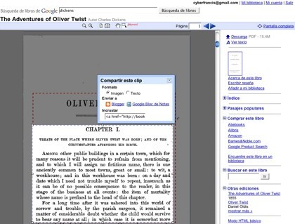 Google Books: Nos permiten insertar fragmentos de libros en sitios web