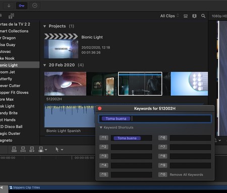 Palabras clave en FCPX